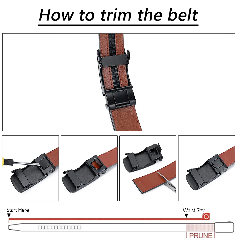 Holes-Free One-Handed Operation Micro-Adjustable Genuine Leather Belt - Image 9