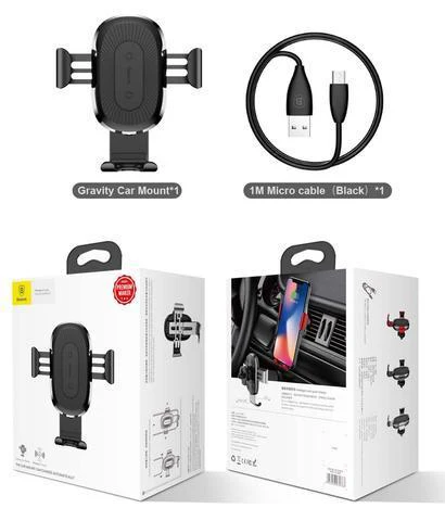 Baseus™ 2-in-1 Wireless QI Charger & Auto-locking Gravity-Mount - Image 4
