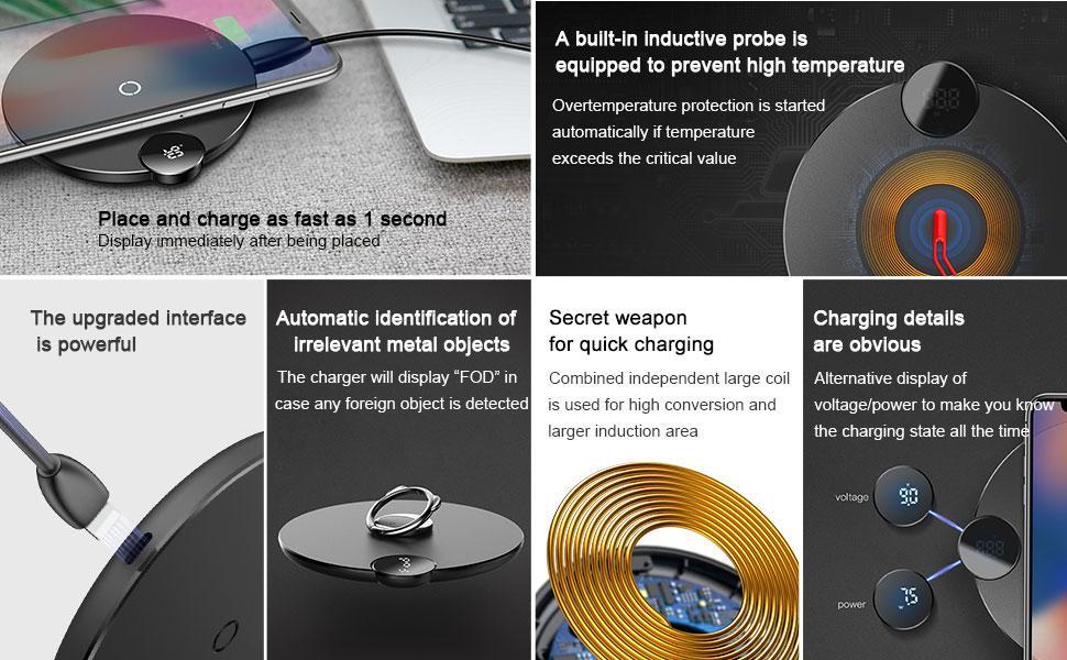 Baseus™ Qi Wireless LED Display 10W Charging Pad - Image 7
