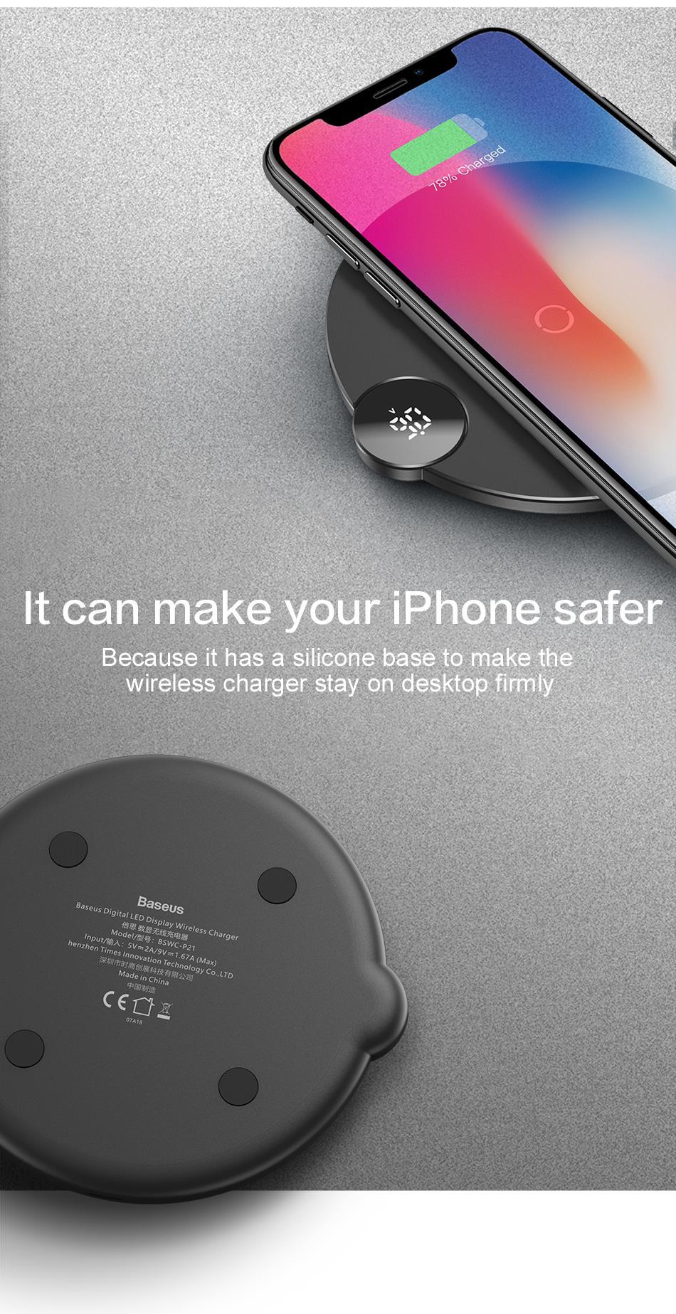 Baseus™ Qi Wireless LED Display 10W Charging Pad - Image 8