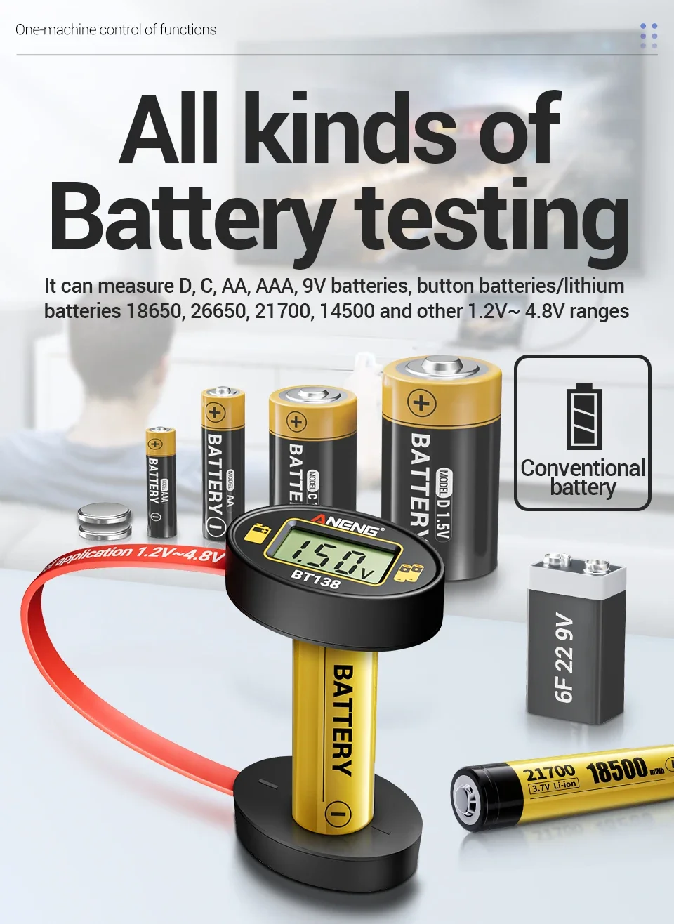 SlotFree Open-Fit Magnetic Multi-Battery Tester with Self-Powered LCD Display - Image 10