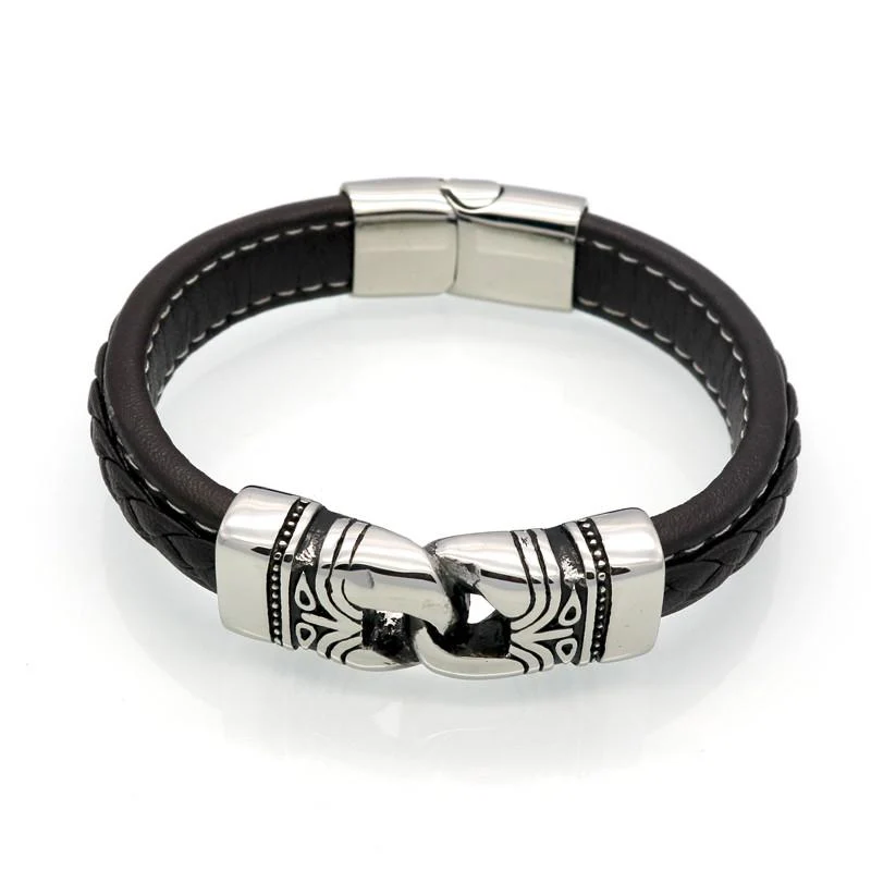BAYZANT - Stainless Steel & Leather Charm Bracelet - Image 2
