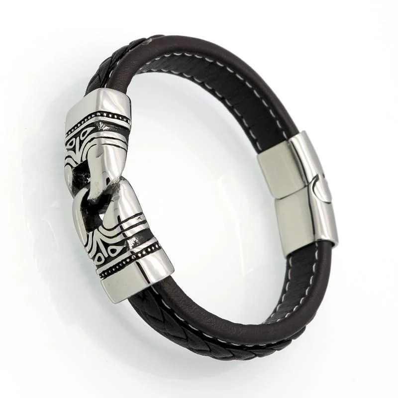BAYZANT - Stainless Steel & Leather Charm Bracelet - Image 4
