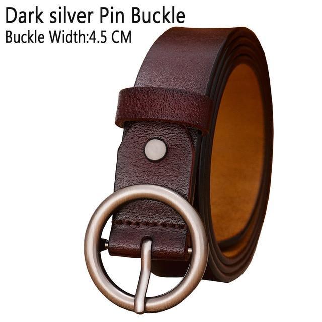 BHK™ Genuine Leather Round Ring Buckle Belt for Women - Image 10