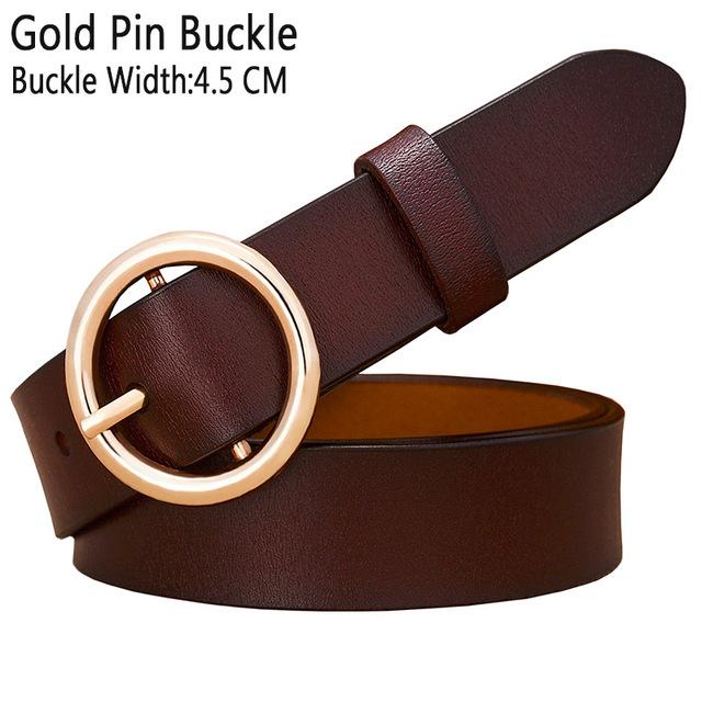 BHK™ Genuine Leather Round Ring Buckle Belt for Women - Image 11