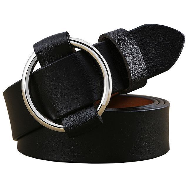 BHK™ Genuine Leather Round Ring Buckle Belt for Women - Image 12