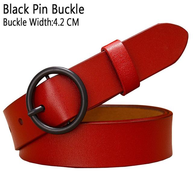 BHK™ Genuine Leather Round Ring Buckle Belt for Women - Image 13