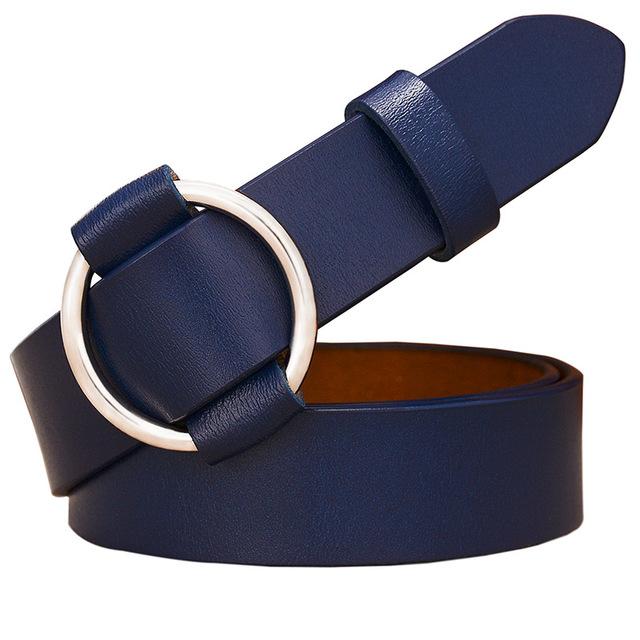 BHK™ Genuine Leather Round Ring Buckle Belt for Women - Image 15