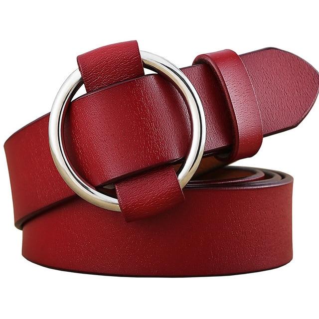 BHK™ Genuine Leather Round Ring Buckle Belt for Women - Image 16