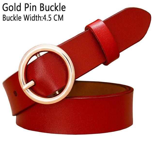 BHK™ Genuine Leather Round Ring Buckle Belt for Women - Image 17