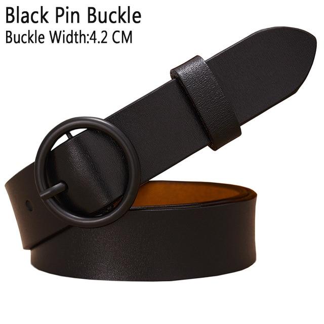 BHK™ Genuine Leather Round Ring Buckle Belt for Women - Image 18