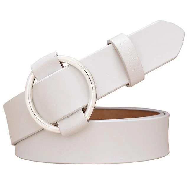 BHK™ Genuine Leather Round Ring Buckle Belt for Women - Image 2