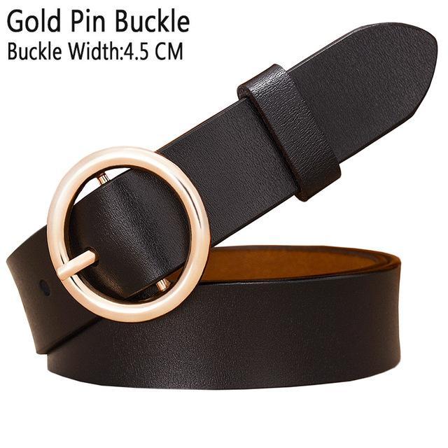BHK™ Genuine Leather Round Ring Buckle Belt for Women - Image 20
