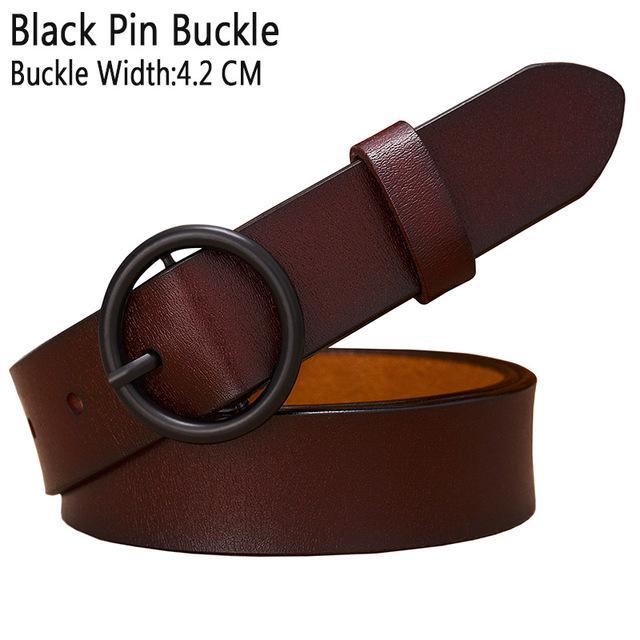 BHK™ Genuine Leather Round Ring Buckle Belt for Women - Image 21