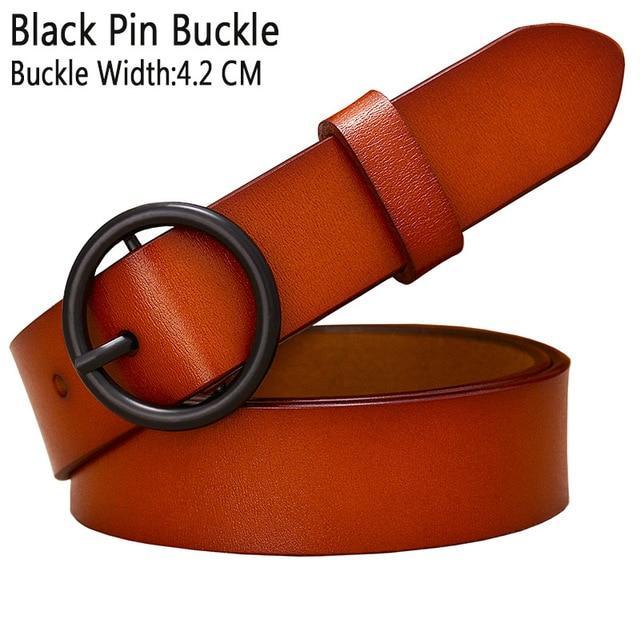 BHK™ Genuine Leather Round Ring Buckle Belt for Women - Image 22