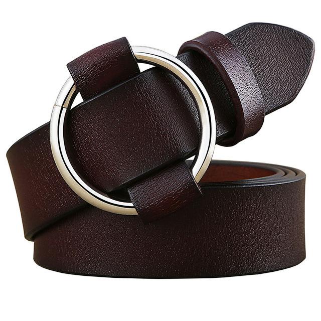 BHK™ Genuine Leather Round Ring Buckle Belt for Women - Image 23