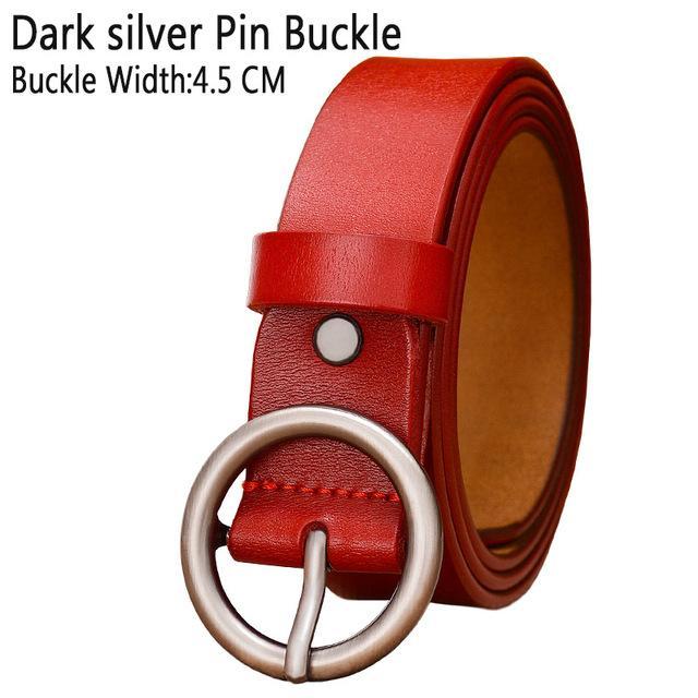 BHK™ Genuine Leather Round Ring Buckle Belt for Women - Image 25