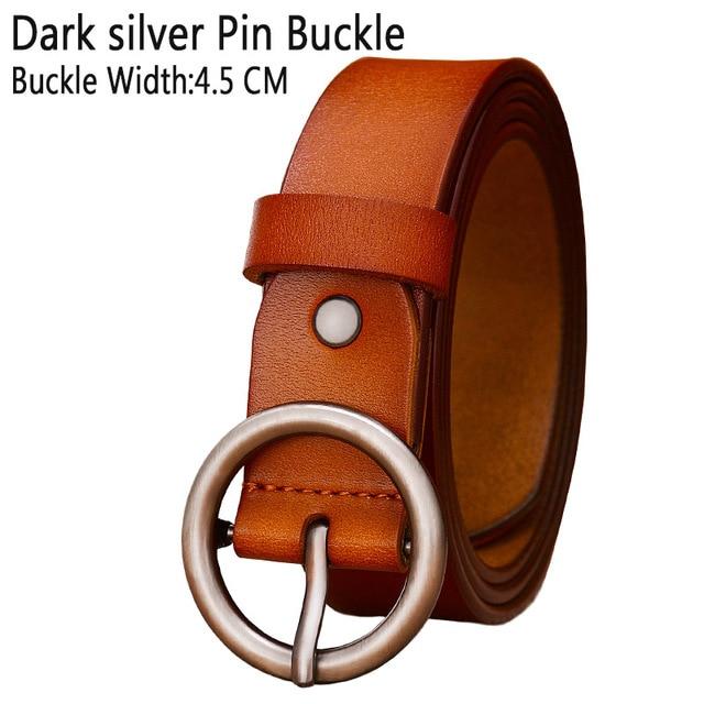 BHK™ Genuine Leather Round Ring Buckle Belt for Women - Image 26