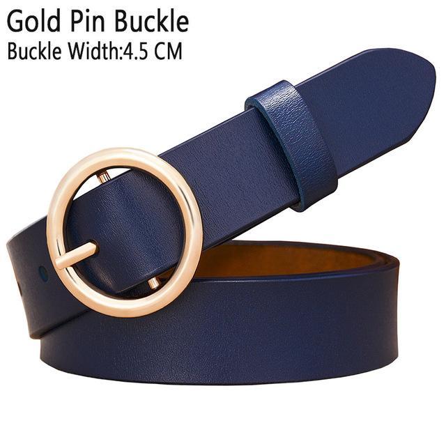 BHK™ Genuine Leather Round Ring Buckle Belt for Women - Image 3