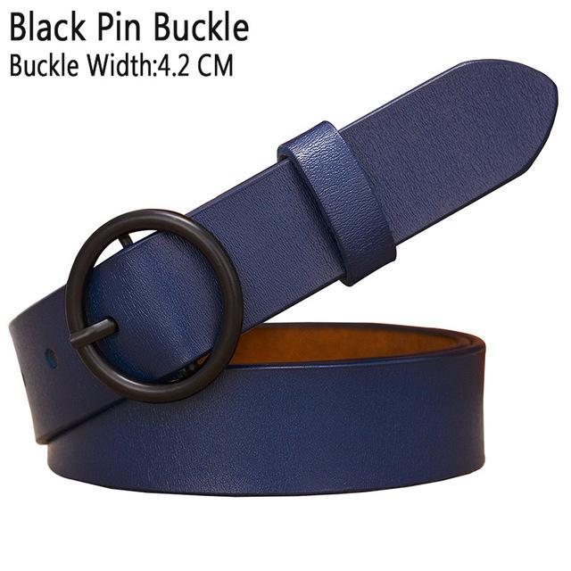 BHK™ Genuine Leather Round Ring Buckle Belt for Women - Image 4
