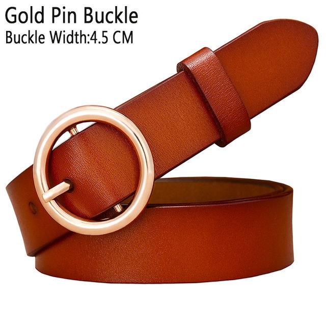 BHK™ Genuine Leather Round Ring Buckle Belt for Women - Image 6
