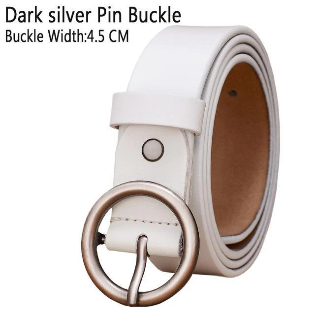 BHK™ Genuine Leather Round Ring Buckle Belt for Women - Image 8