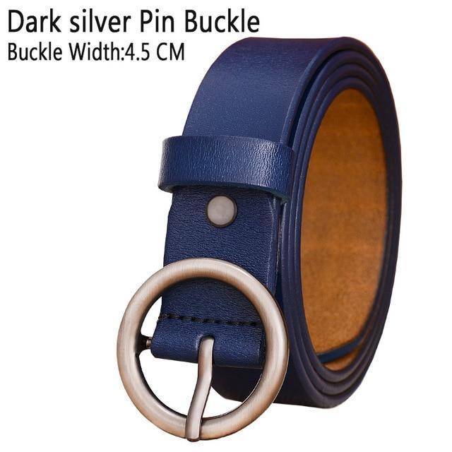 BHK™ Genuine Leather Round Ring Buckle Belt for Women - Image 9