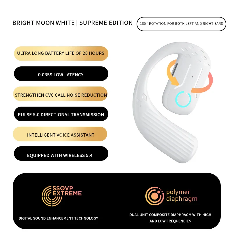 Comfort-Fit 180°Rotation Crystal Clear Calls & ENC Noise Reduction Stereo Sound Headset - Image 25