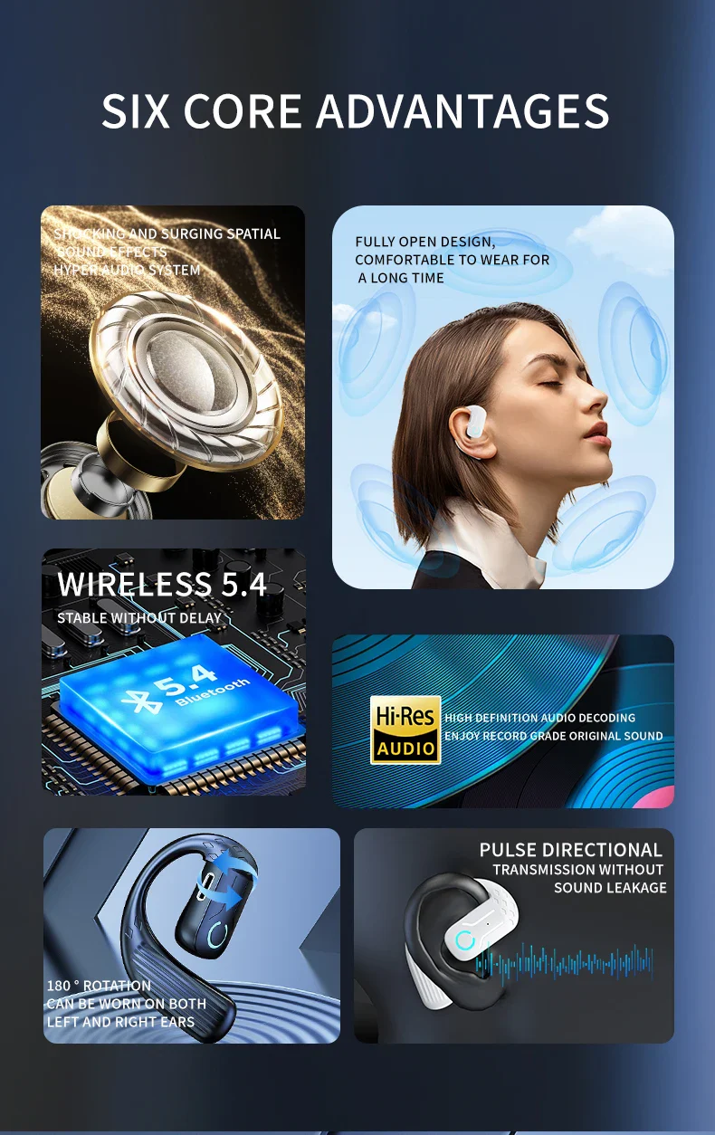 Comfort-Fit 180°Rotation Crystal Clear Calls & ENC Noise Reduction Stereo Sound Headset - Image 9