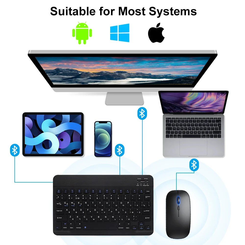 Compact Bluetooth Wireless Ultra-Quiet Keyboard & Mouse For IOS / Android /  Windows - Image 12