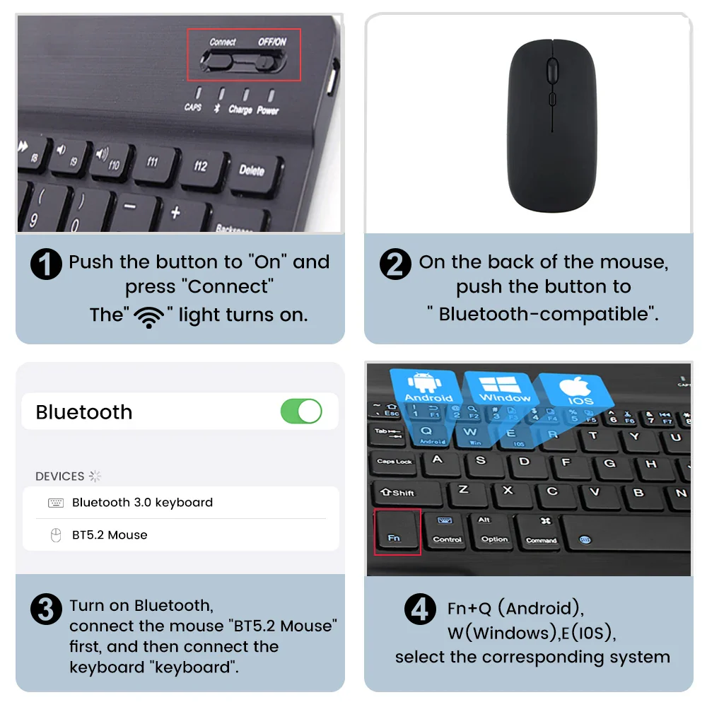 Compact Bluetooth Wireless Ultra-Quiet Keyboard & Mouse For IOS / Android /  Windows - Image 17