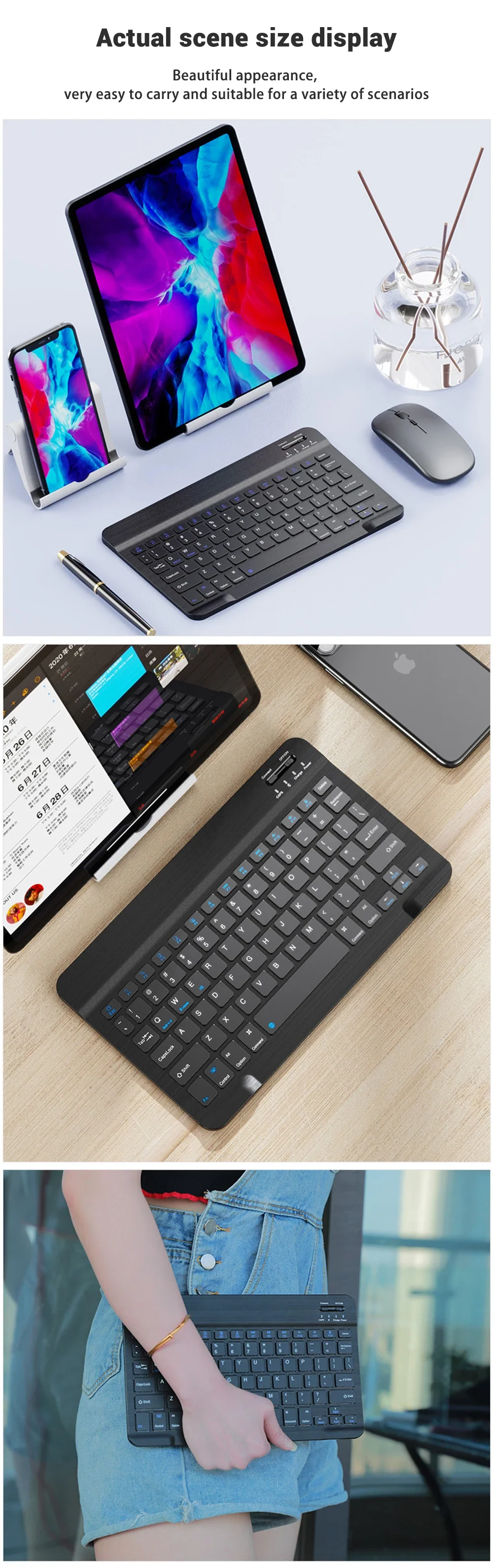 Compact Bluetooth Wireless Ultra-Quiet Keyboard & Mouse For IOS / Android /  Windows - Image 22