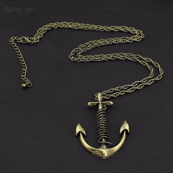 Galiano - Bronze/Vintage Silver Anchor Pendant long necklace - Image 2