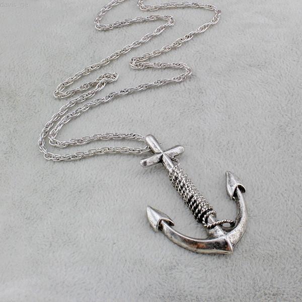 Galiano - Bronze/Vintage Silver Anchor Pendant long necklace - Image 3