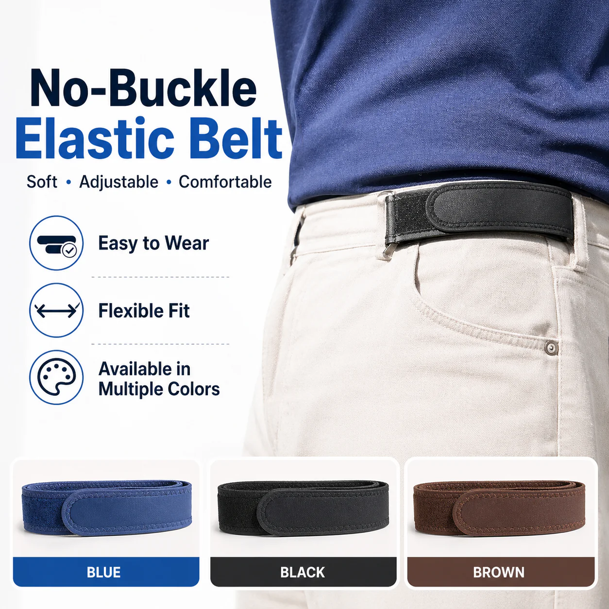 EasyWear Adjustable No-Buckle Elastic Breathable & Reliable Belt