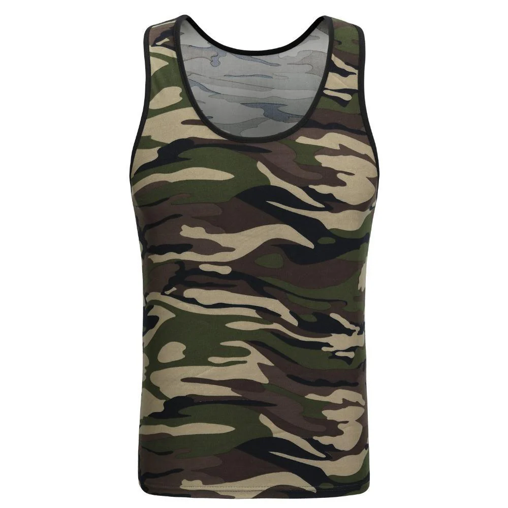 Camo Army Green Sleeveless Tank Top - Image 2