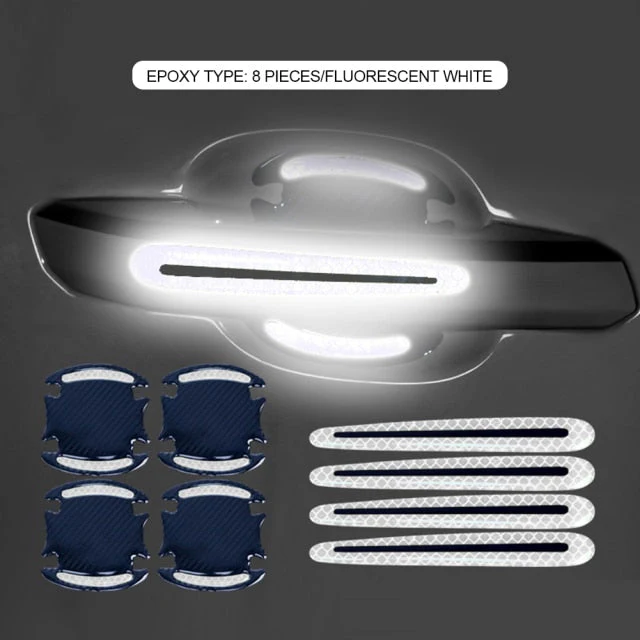 Reflective Car Door Handle Protection 3D Sticker (8 Pcs) - Image 2