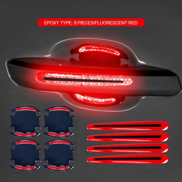 Reflective Car Door Handle Protection 3D Sticker (8 Pcs) - Image 3