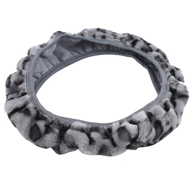 Warm Plush Car Steering Wheel Cover Set - Image 2