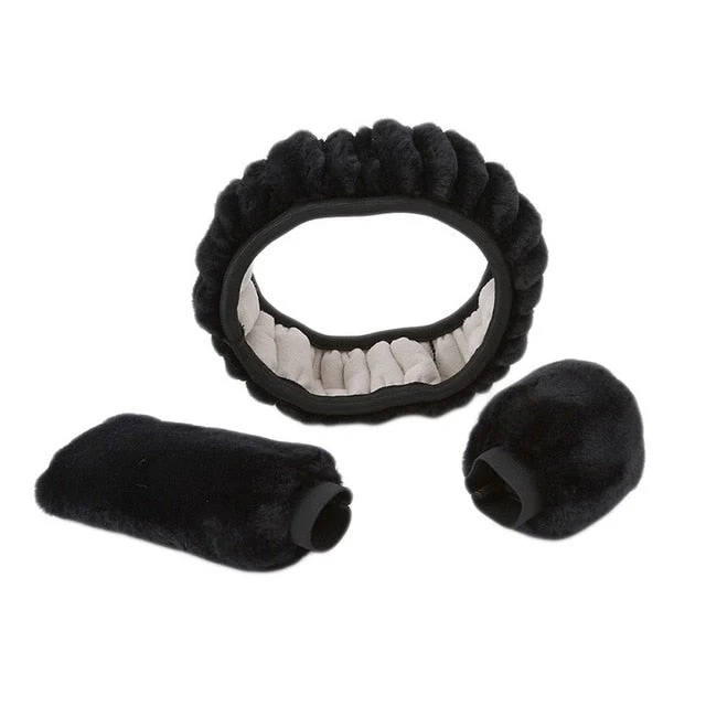 Warm Plush Car Steering Wheel Cover Set - Image 8