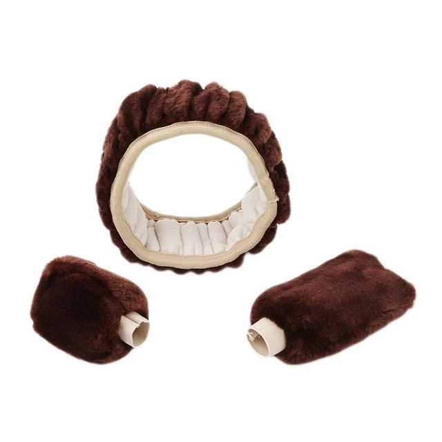 Warm Plush Car Steering Wheel Cover Set - Image 9