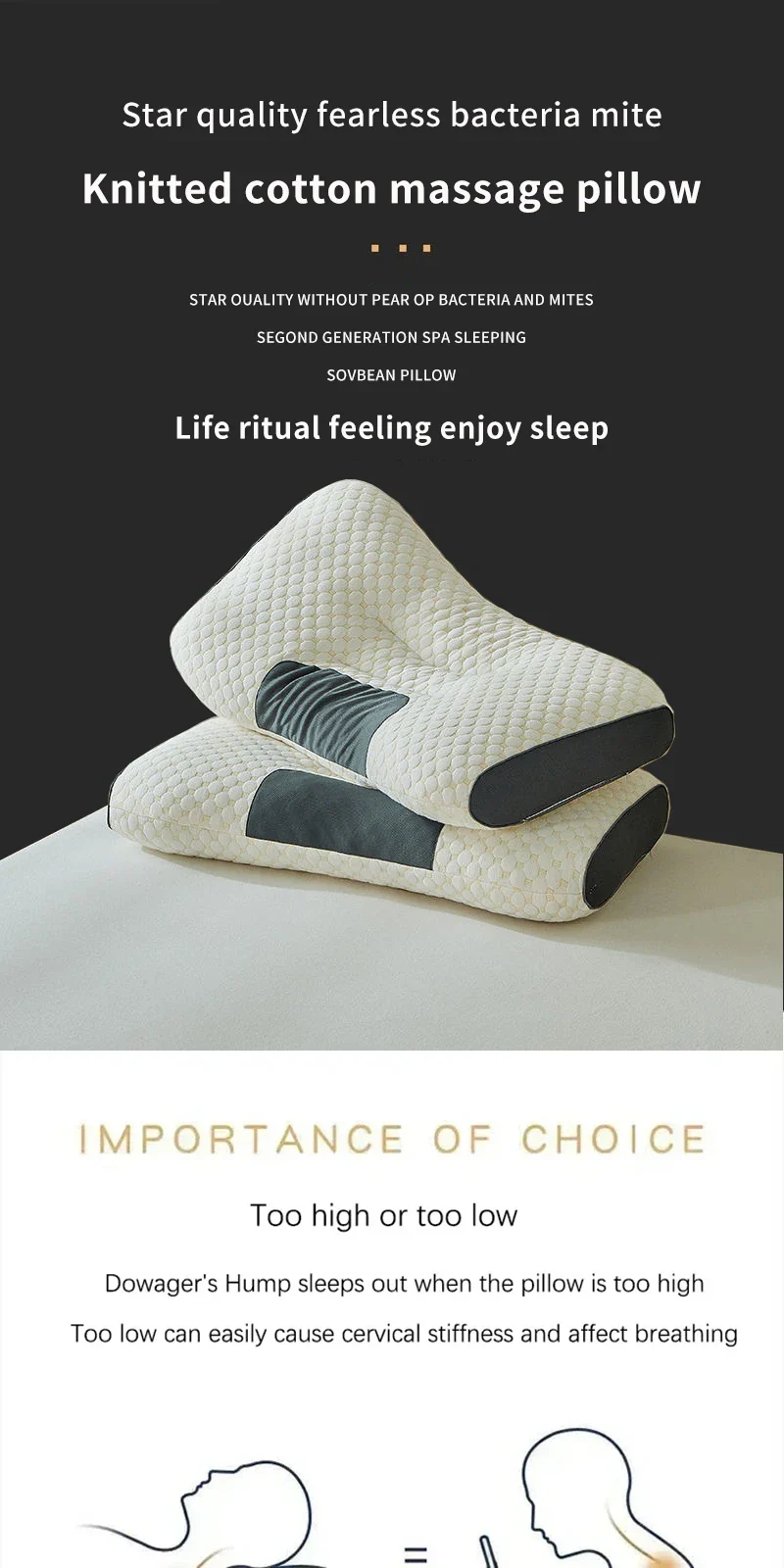 Cervical Support Orthopedic Neck Pillow with 3D Massage & Antibacterial Breathable Mesh - Image 7