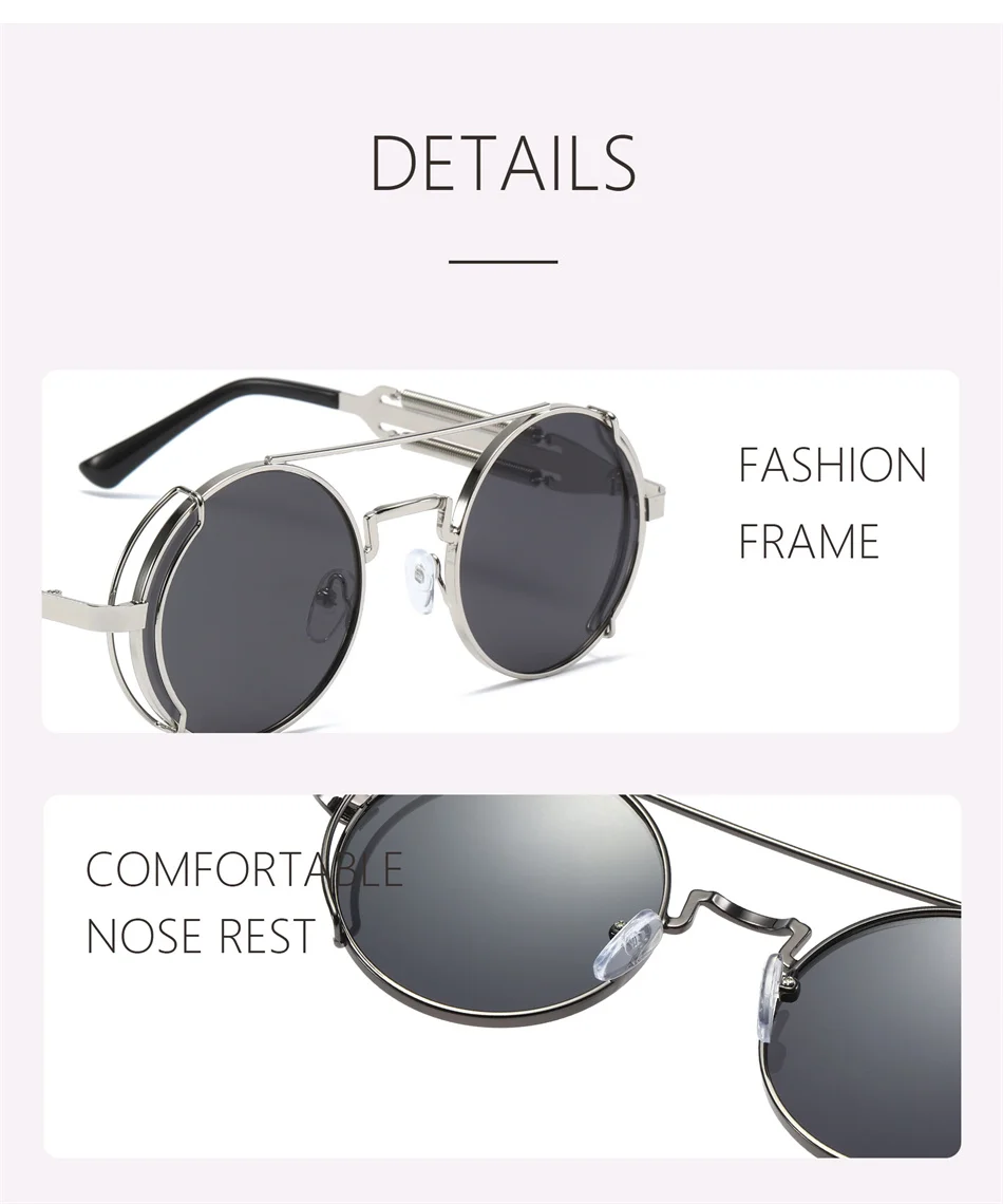 Retro Steampunk HD UV400 Glare-Blocking Sunglasses - Image 26