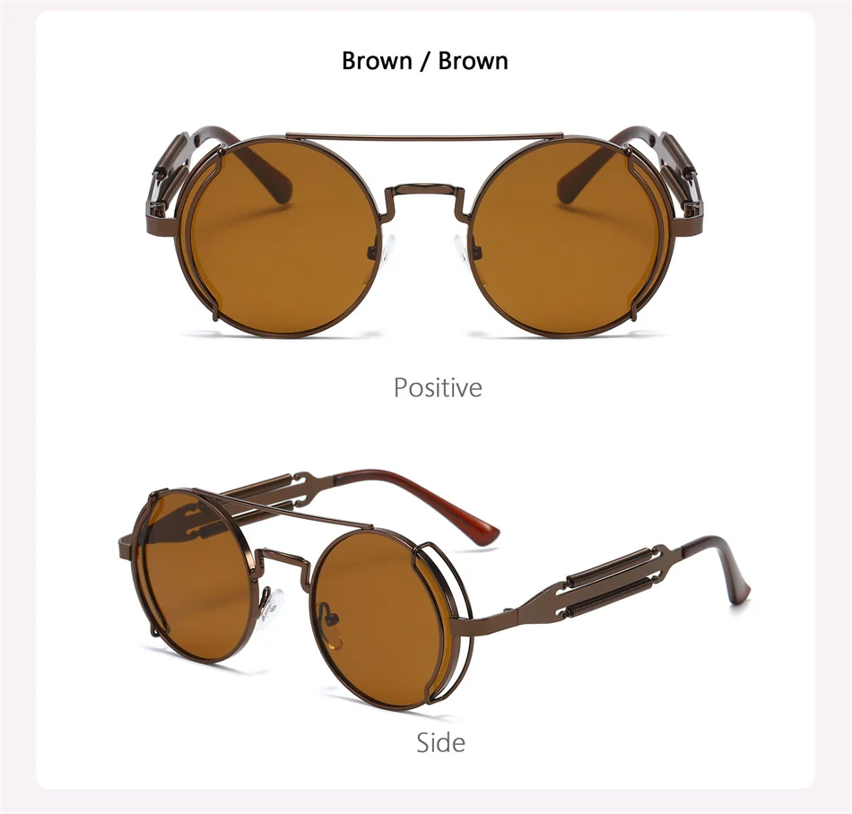 Retro Steampunk HD UV400 Glare-Blocking Sunglasses - Image 28