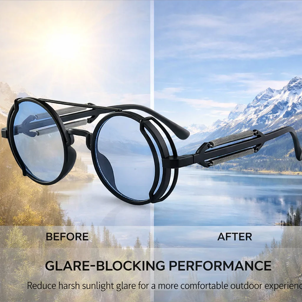 Retro Steampunk HD UV400 Glare-Blocking Sunglasses - Image 40