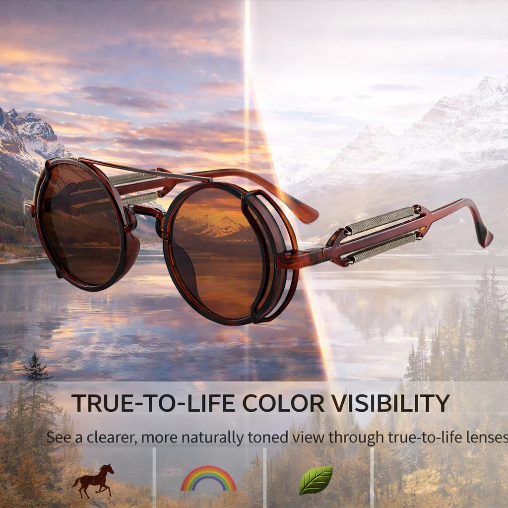 Retro Steampunk HD UV400 Glare-Blocking Sunglasses - Image 41