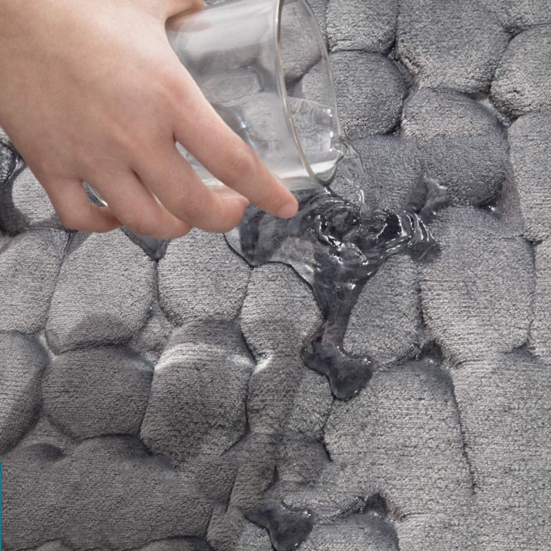 Super Absorbent Cobblestone Memory Foam Shower Mat - Image 11