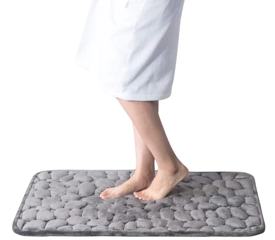 Super Absorbent Cobblestone Memory Foam Shower Mat - Image 4