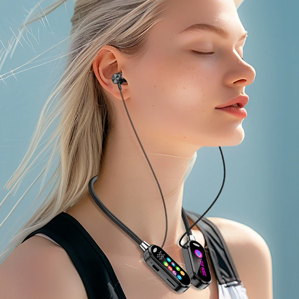 HiFi Sound Color Screen Neckband Magnetic Earphones with Noise Reduction & HD Calls - Image 13