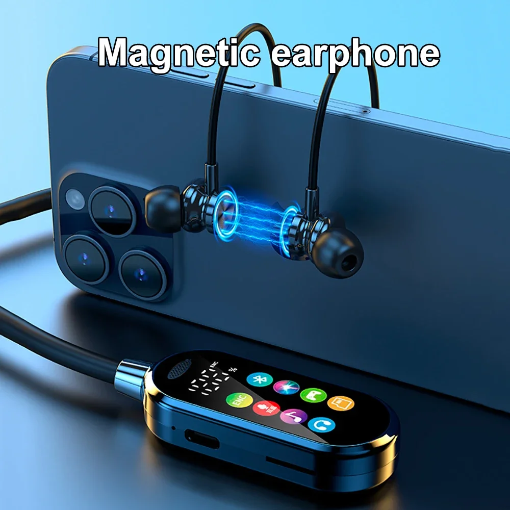 HiFi Sound Color Screen Neckband Magnetic Earphones with Noise Reduction & HD Calls - Image 2